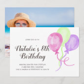 Invitation Ballons lumineux | TOUT ÂGE Anniversaire Photo dos (Devant / Derrière)