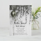 Invitation Ballons métalliques argentés verts Fête des mariée (Debout devant)