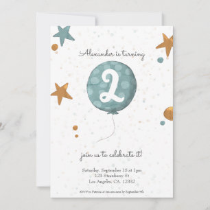 Invitation Ballons mignons Anniversaire de deux ans
