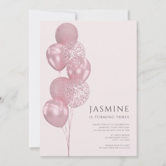 Invitation ballons mignons photo anniversaire (Devant)