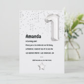 Invitation Ballons noir et blanc 1er anniversaire (Debout devant)