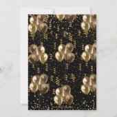 Invitation Ballons Noir et Or Confetti 70e anniversaire (Dos)