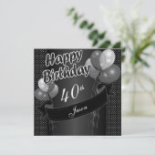 Invitation Ballons noirs 40e anniversaire (Debout devant)