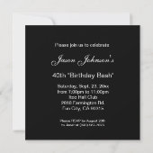 Invitation Ballons noirs 40e anniversaire (Dos)