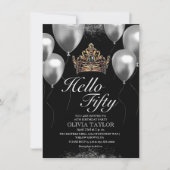 Invitation Ballons noirs Couronne 50e anniversaire (Devant)