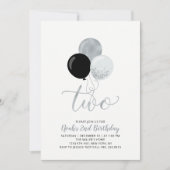 Invitation Ballons noirs et argent Boy 2e fête d'anniversaire (Devant)