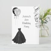 Invitation Ballons noirs et blancs Formel 21e anniversaire (Debout devant)