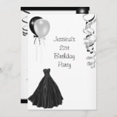 Invitation Ballons noirs et blancs Formel 21e anniversaire (Devant / Derrière)