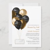 Invitation Ballons noirs et dorés Baby Shower par la Poste (Devant)
