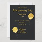Invitation Ballons noirs et dorés Fête d'anniversaire 50 ans (Dos)