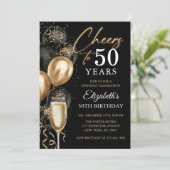Invitation Ballons noirs et dorés pour 50 ans de Cheers (Debout devant)