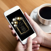 Invitation Ballons noirs et or 100e fête d'anniversaire