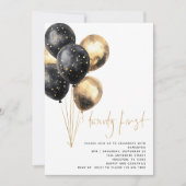 Invitation Ballons noirs minimalistes or 21ème partie (Devant)