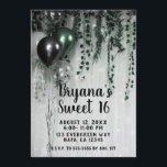Invitation Ballons noirs verts Ivy Jungle Party Sweet 16<br><div class="desc">Personnaliser pour tout événement.</div>