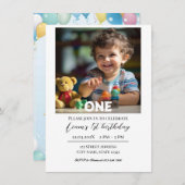 Invitation Ballons Ours En Jouet Enfants Photo Anniversaire (Devant / Derrière)