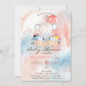 Invitation Ballons Ours En Teddy Baby shower Aquarelle (Devant)