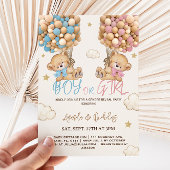 Invitation Ballons Ours En Teddy Nuages & Étoiles Révélation