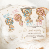 Invitation Ballons Ours En Teddy Nuages & Étoiles Révélation 