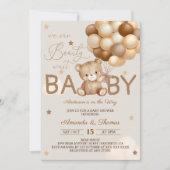 Invitation Ballons Ours Teddy Bearly Wait Boho Baby shower (Devant)