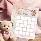 Invitation Ballons Ours Teddy Bingo Baby shower Fille Rose