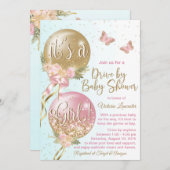 Invitation Ballons Papillons Convid Drive Par Baby shower (Devant / Derrière)