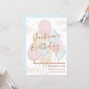 Invitation Ballons pastel aquarelle anniversaire