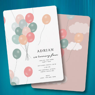 Invitation Ballons Pastel Party colorés Anniversaire