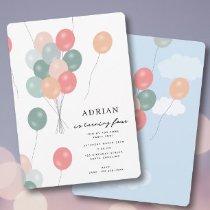 Invitation Ballons Pastel Party colorés Anniversaire