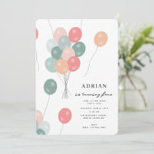 Invitation Ballons Pastel Party colorés Anniversaire (Debout devant)