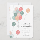Invitation Ballons Pastel Party colorés Anniversaire (Devant)