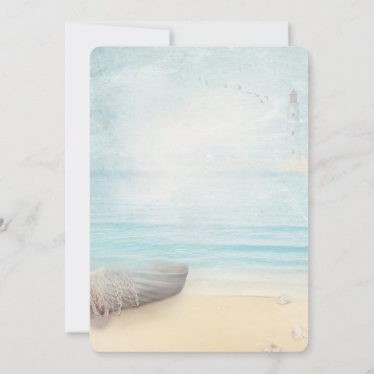 Invitation Ballons phare de bateau de plage, Retrait de vin (Dos)