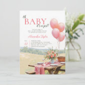 Invitation Ballons Pique-Nique Fleurs Sauvages Rose Fille Bab (Debout devant)