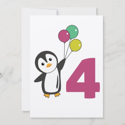 Invitation Ballons pour l'anniversaire des quatre ans de ping (Devant)