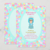 Invitation Ballons pour les 3 ans d'une fille (Devant / Derrière)