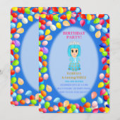 Invitation Ballons pour les 3 ans d'une fille (Devant / Derrière)