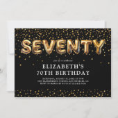 Invitation Ballons pour les 70 ans noir et or (Devant)