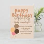 Invitation Ballons rétro Bonne fête d'anniversaire Surprise (Debout devant)