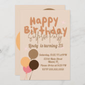 Invitation Ballons rétro Bonne fête d'anniversaire Surprise (Devant / Derrière)