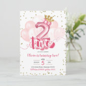 Invitation Ballons rose et or de la Couronne deuxième anniver (Debout devant)