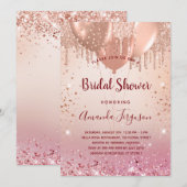 Invitation Ballons rose gold rose pour Baby Shower (Devant / Derrière)