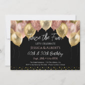 Invitation Ballons Rose or et or double anniversaire (Dos)