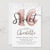 Invitation Ballons rose or Parties scintillant argent  douce  (Devant)