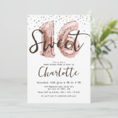 Invitation Ballons rose or Parties scintillant argent  douce  (Debout devant)