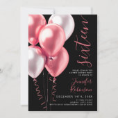 Invitation Ballons rose pâle minimal Doux 16 Anniversaire noi (Devant)