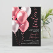 Invitation Ballons rose pâle minimal Doux 16 Anniversaire noi (Debout devant)