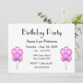 Invitation Ballons roses (Debout devant)