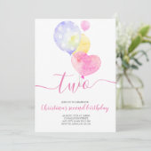 Invitation Ballons roses, 2e anniversaire, 2e anniversaire, 2 (Debout devant)