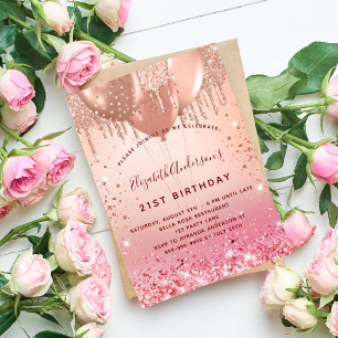 Invitation Ballons roses dorés rose