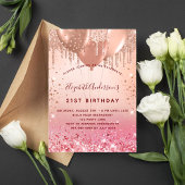 Invitation Ballons roses dorés rose