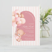 Invitation Ballons roses et Baby shower en fleurs (Debout devant)